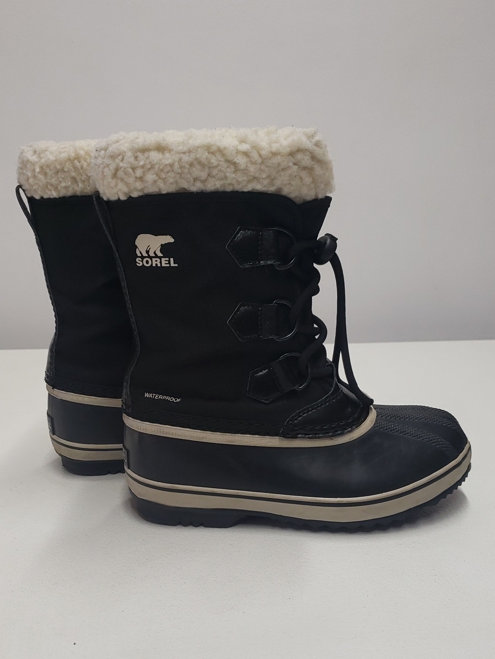 SOREL Youth Kids Yoot Pac Black Waterproof Snow Boots Size 2